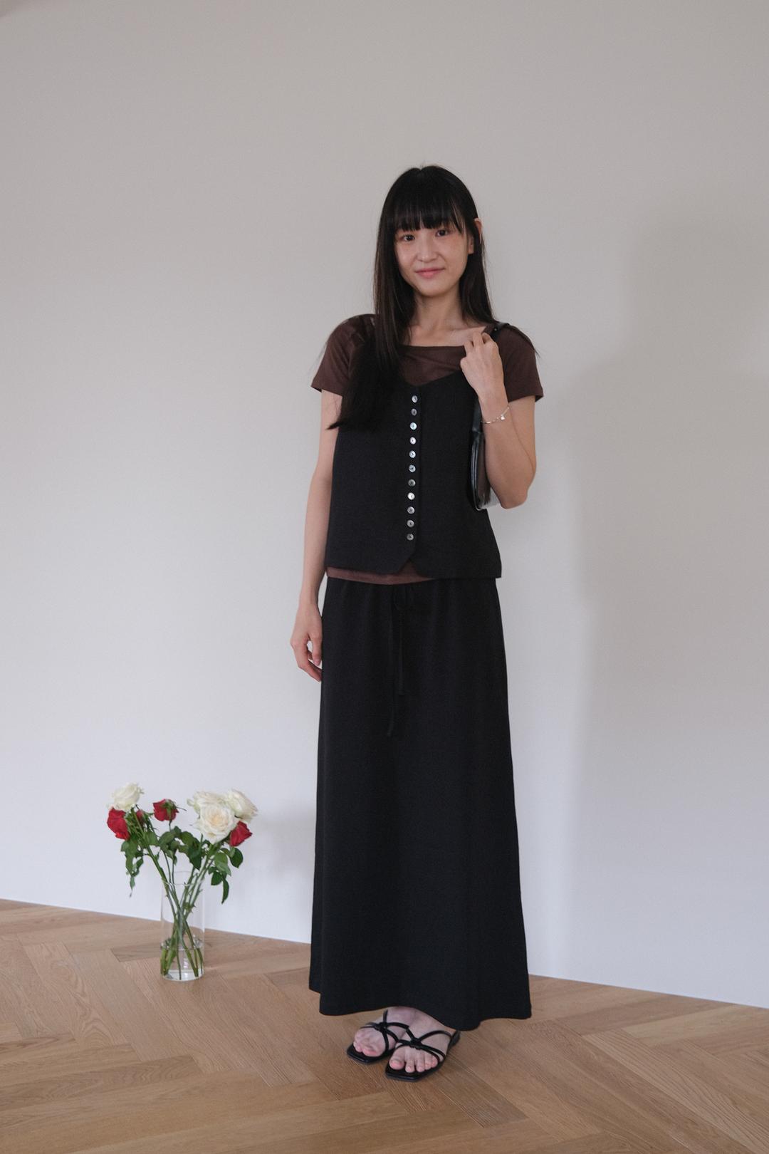Linen button sleeveless blouse (2col)