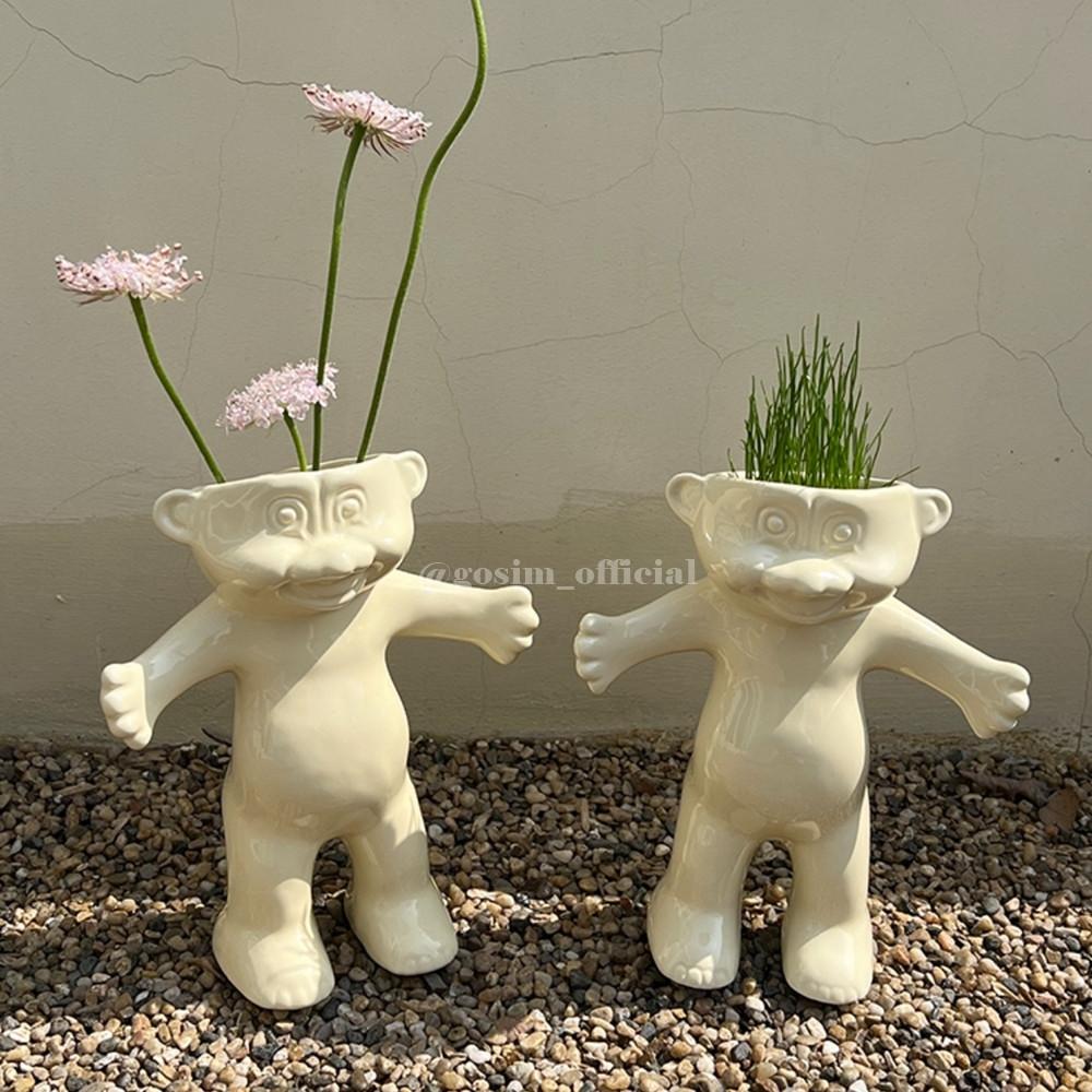 고심 트롤 화분 키우기 세라믹 화병 사무실 귀여운 화분 꽃병