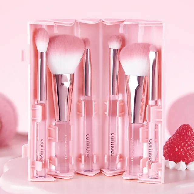 NEW 핑크 롤 메이크업 브러쉬 세트 6pcs "폭신한 미세모+간편하게 쏙!"