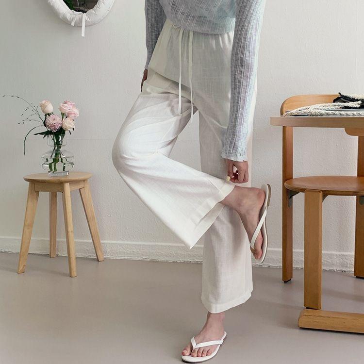 하우트 린넨 밴딩 와이드 팬츠 [tps0389]