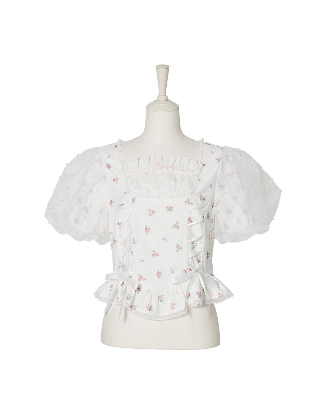 Love to doll baby rose blouse - WHITE / FREE