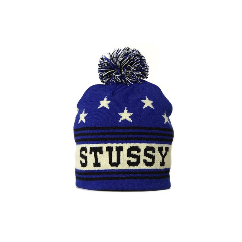 [STUSSY] STADIUM POM-POM H13 BEANIE - Blue
