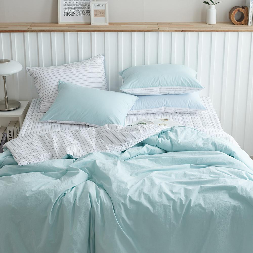 크레마 고밀도 워싱면 솔리드 스트라이프 양면 슬림 차렵이불 S/Q