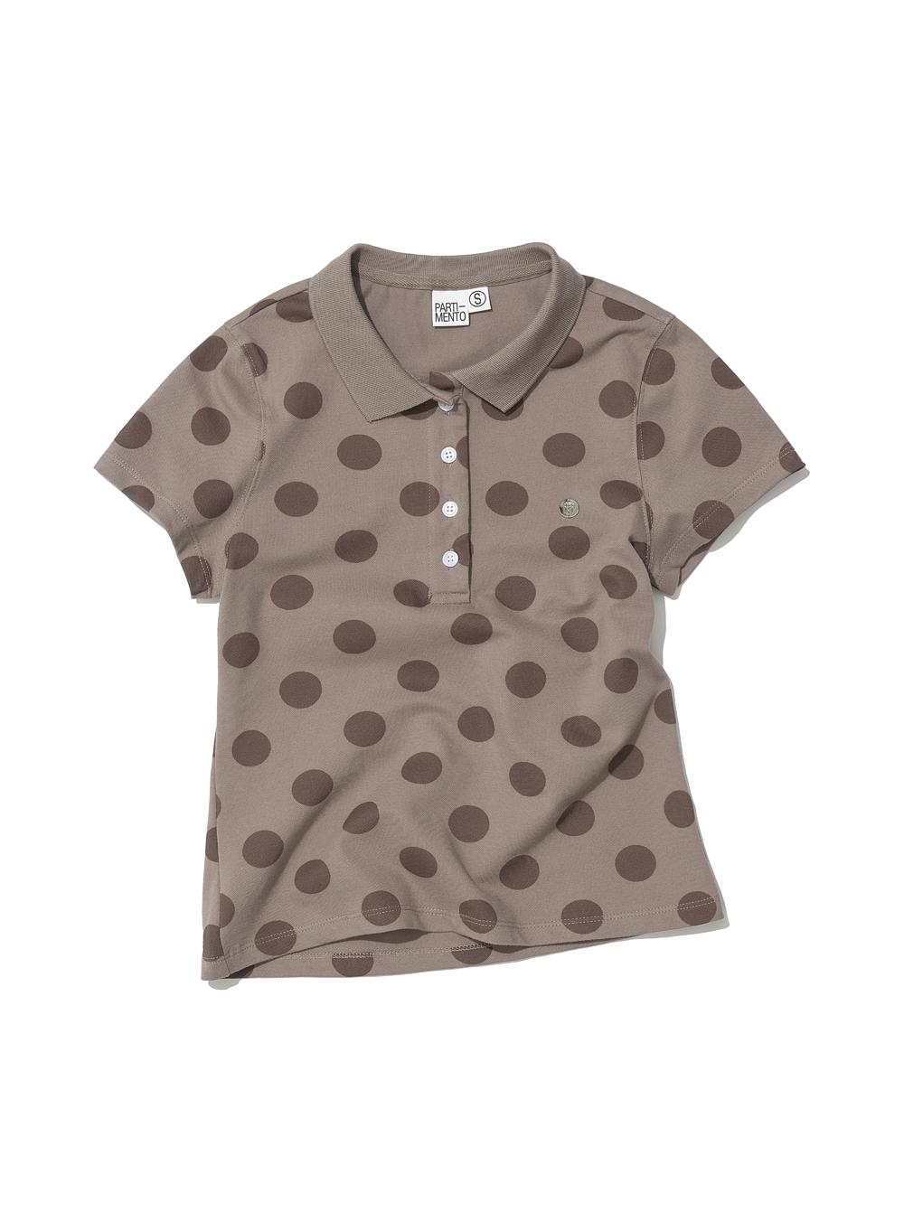 [WOMEN] POLKA DOT ALL OVER PRINTED POLO TEE_MUD