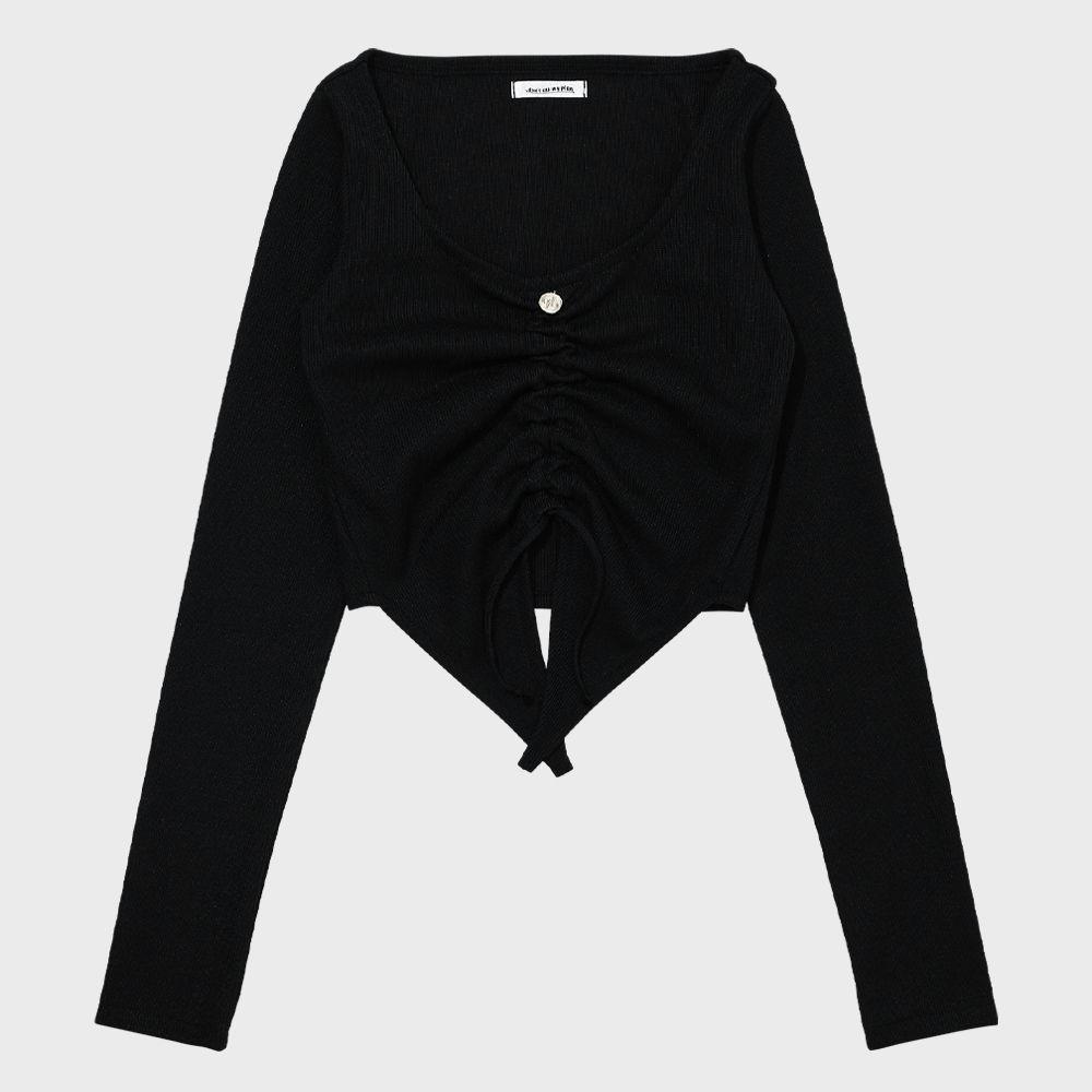 LILY SHIRRING STRING TOP_BLACK