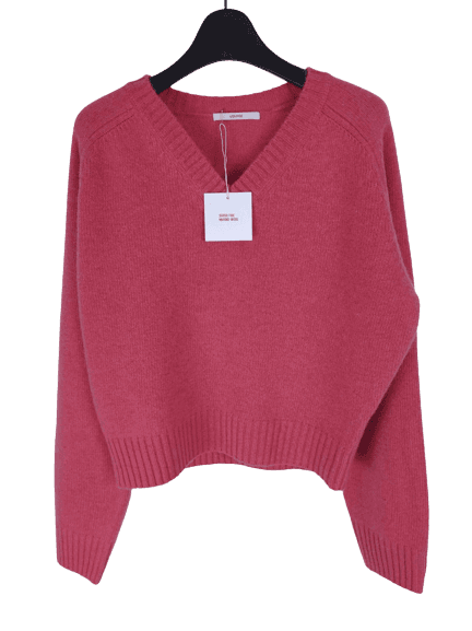 라운지 프리미엄 울 100% 새들숄더 브이넥 니트