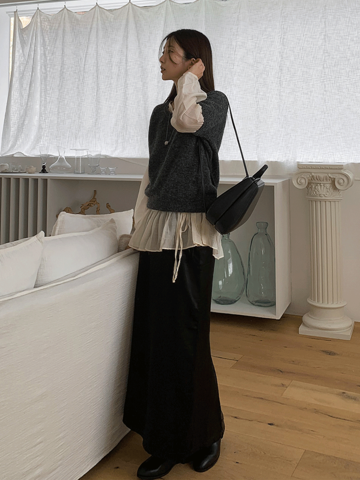 어리틀빗 soy double strap skirt (2color)