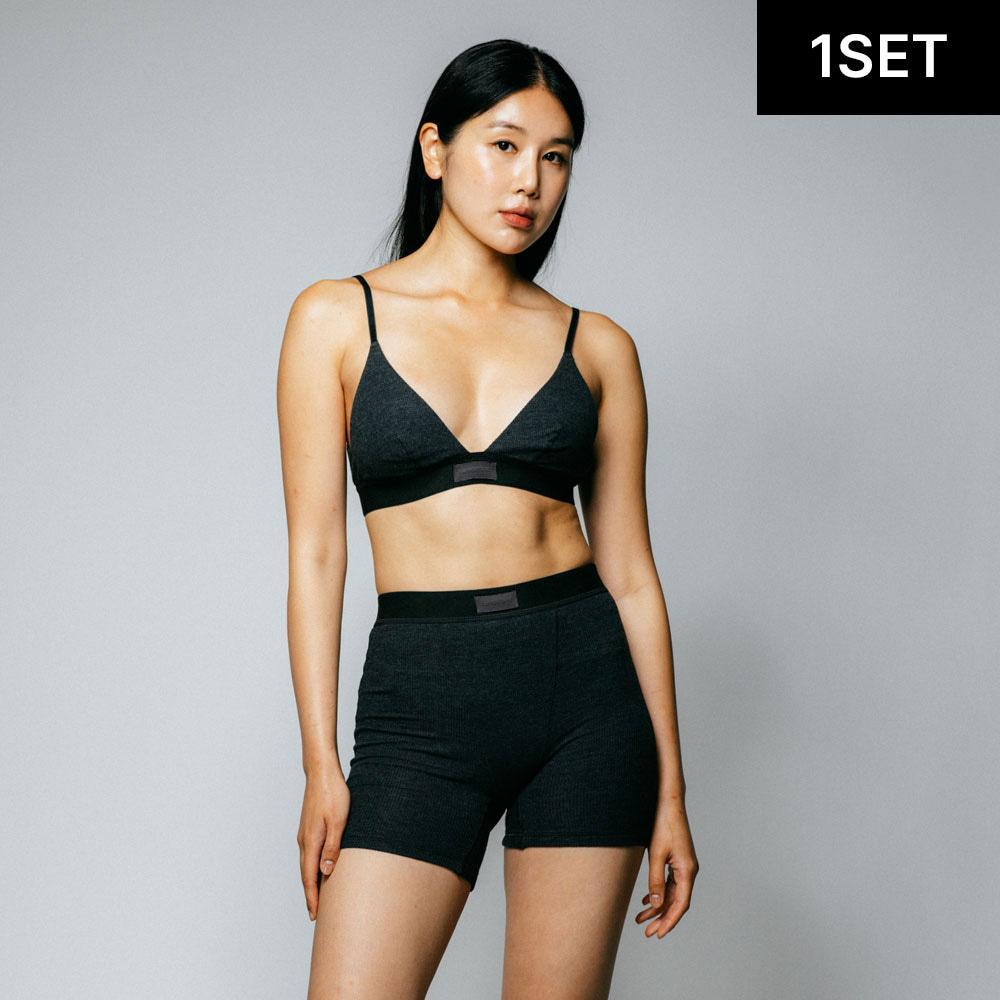 서포트미 V넥 세트 - 챠콜