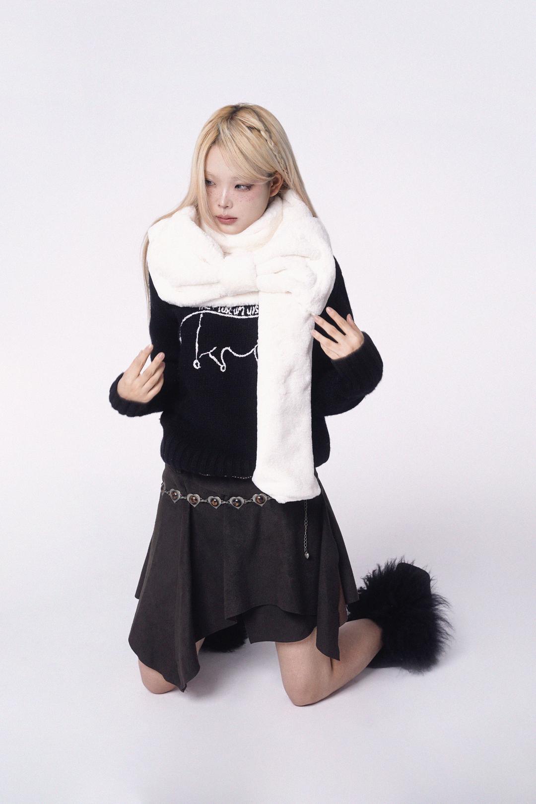 [10/31 예약발송] Ribbon Muffler_Fur ivory