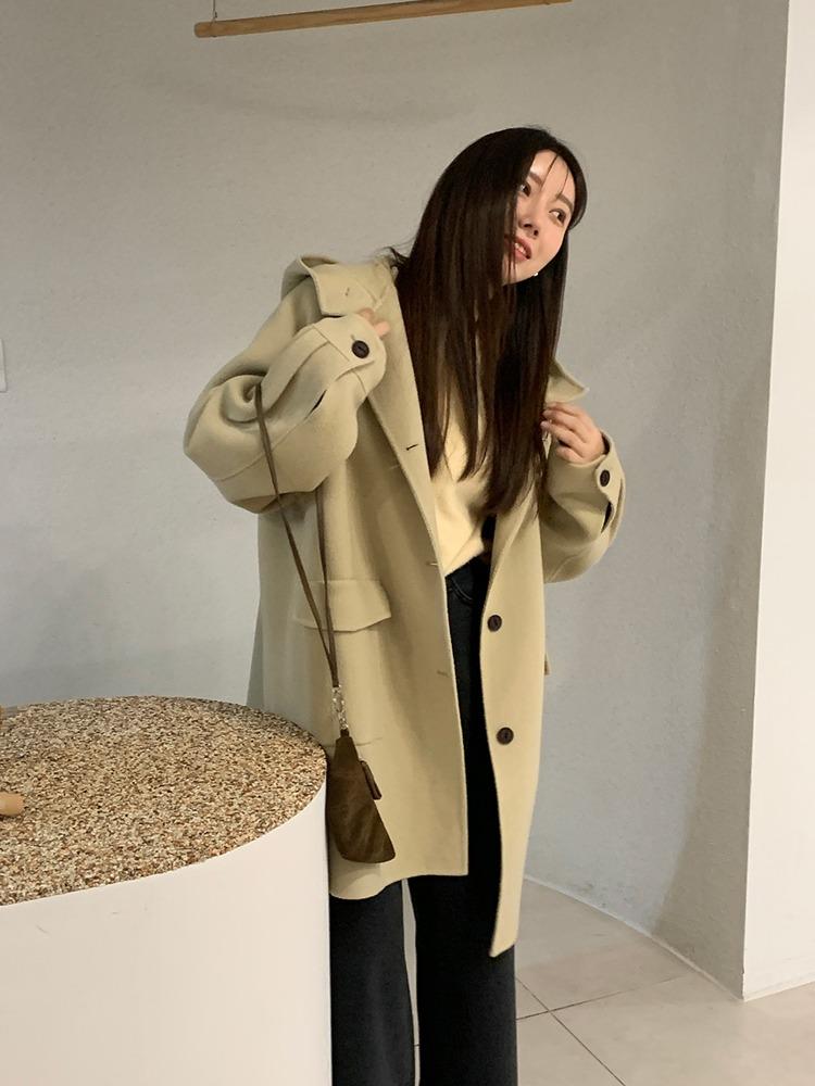 [handmade] 버클 후드 핸드메이드 코트