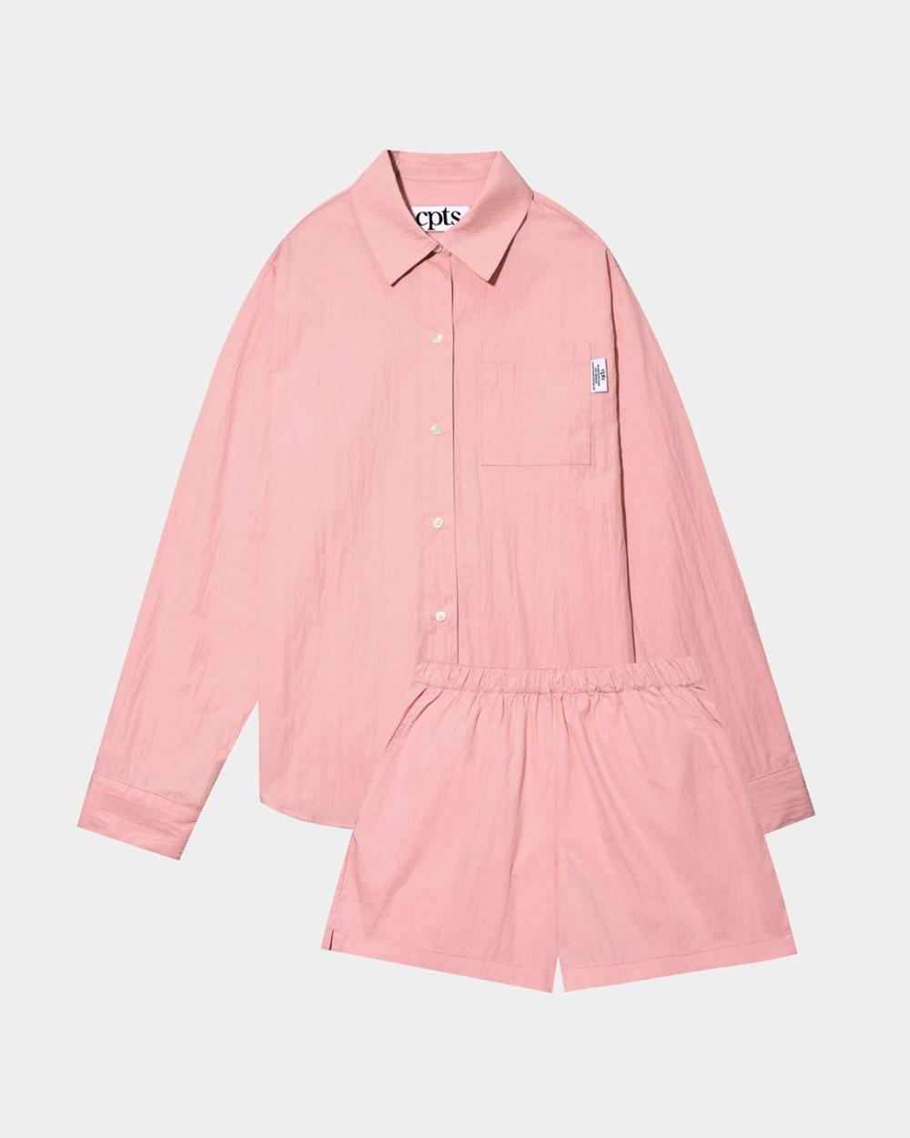 PAPER BUTTON SHIRTS SET_PINK