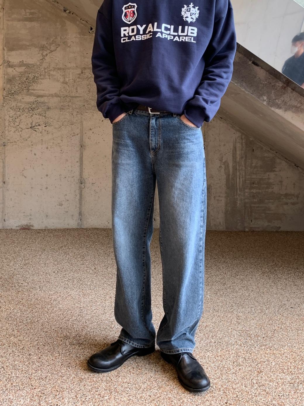 S. Semi Wide Fit Gray Blue Denim Pants