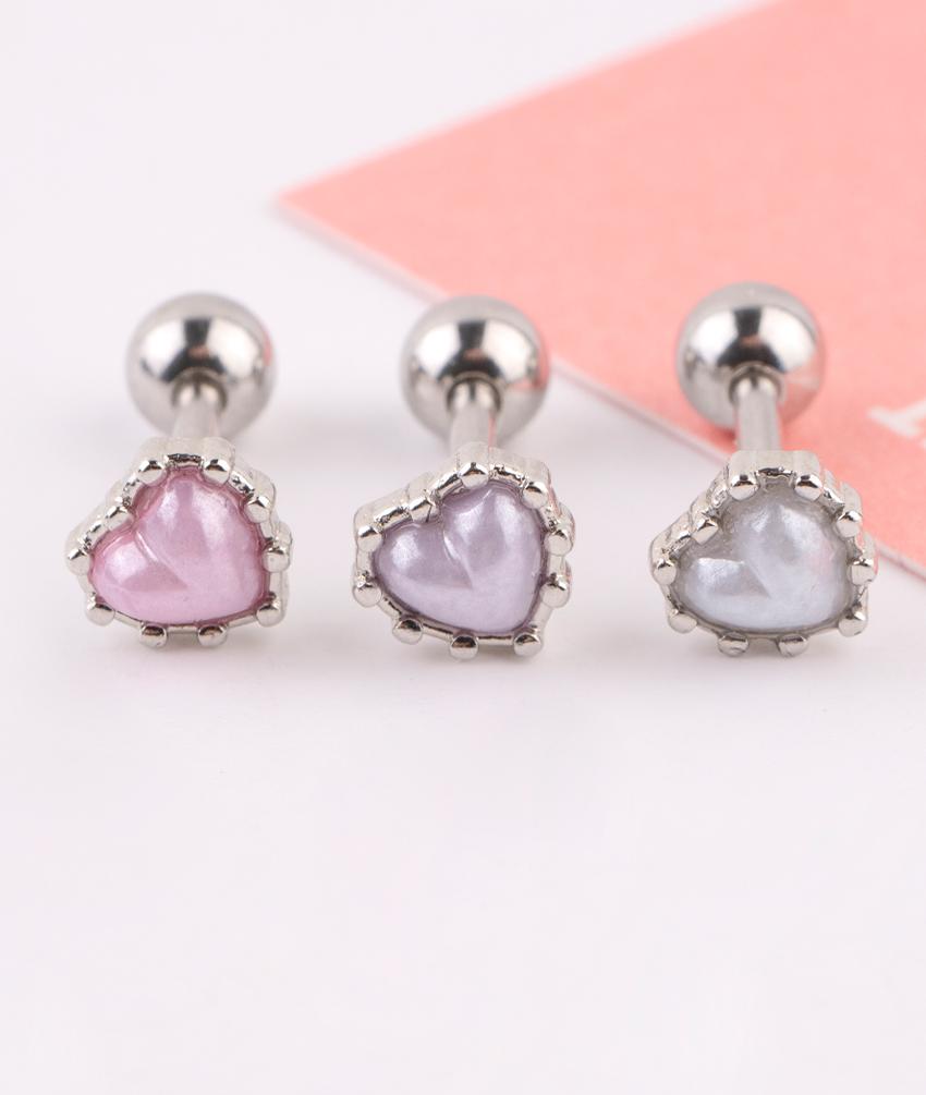 펄 하트 돔 바벨 피어싱