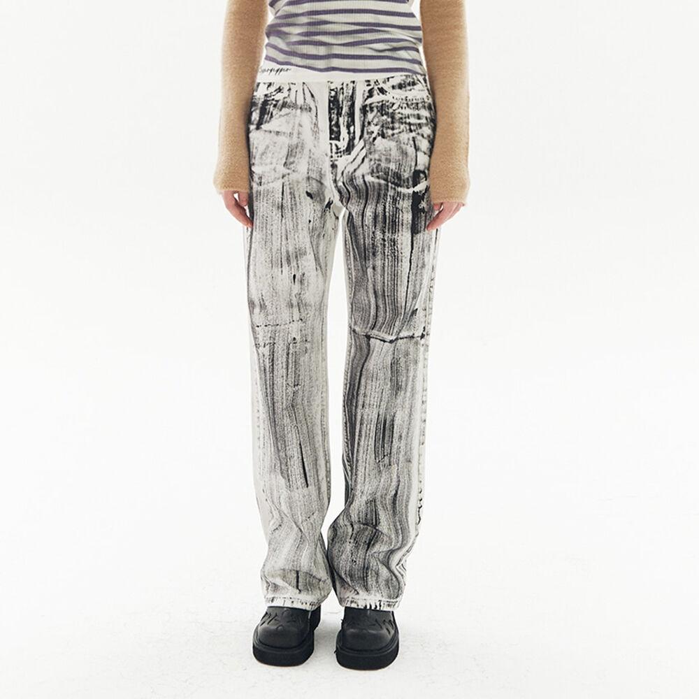 Scoop high-painting white jean (White)