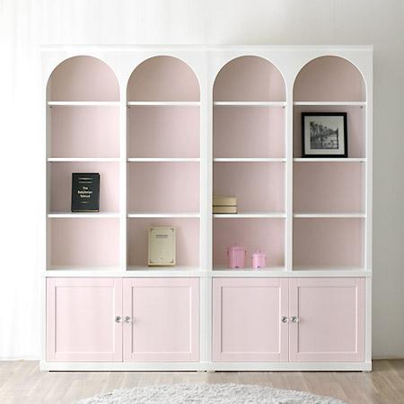 꿈에그린)프리티로맨틱책장1통 (화이트+핑크, 전체화이트)