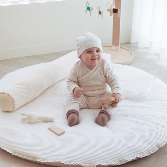 말랑하니 오가닉 신생아 아기원형러그 솜포함 분리형