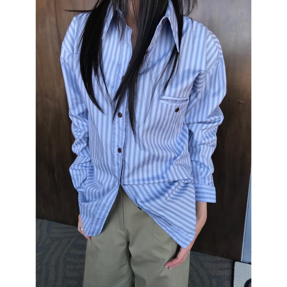 Mod stripe shirt(2color) 모드스트라이프셔츠 오버핏남방