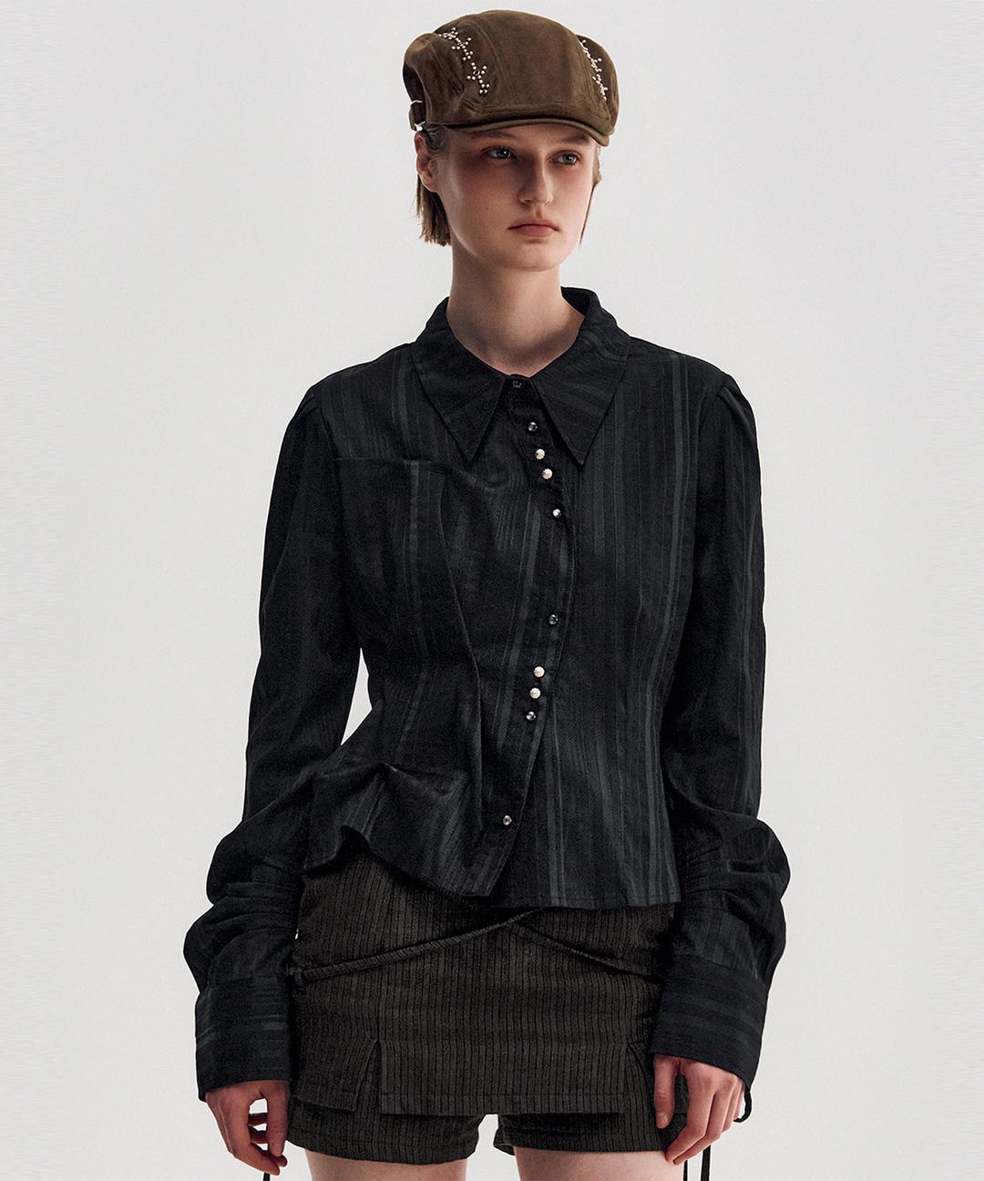 [01/02 (금) 예약배송] DOZI - Long Sleeve Button Up Shirt _ BLACK