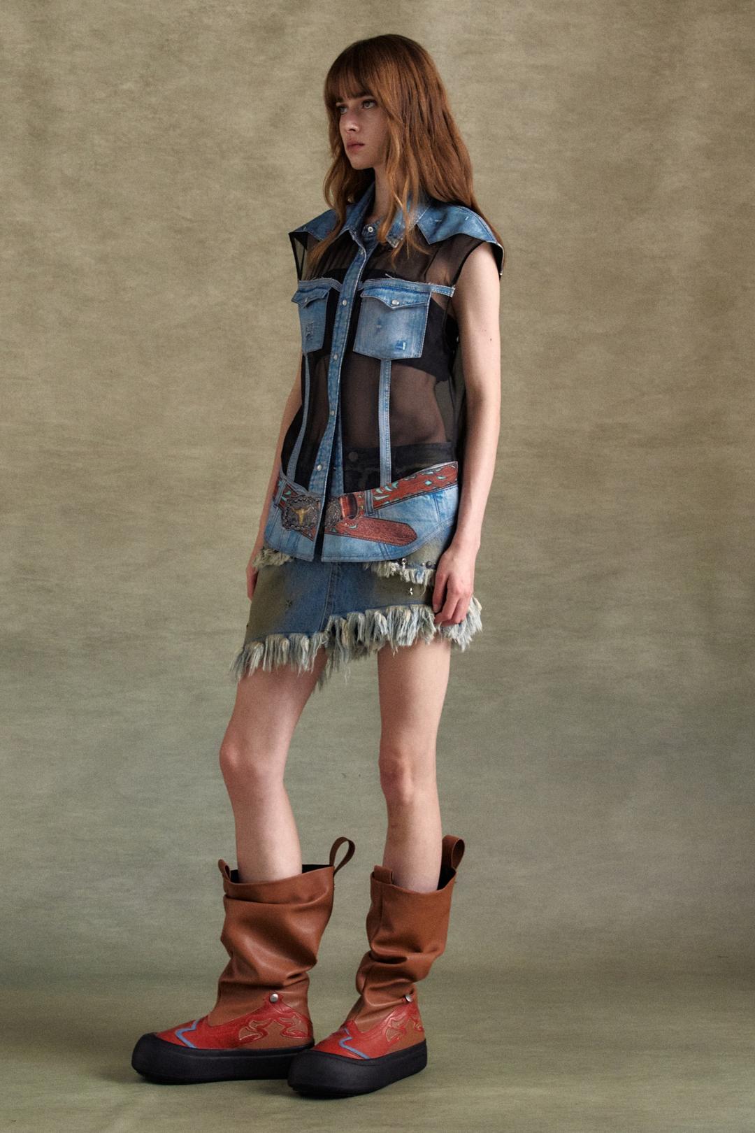 DUSTY DENIM RIVETED SKIRT apa820w(DUSTY BLUE)