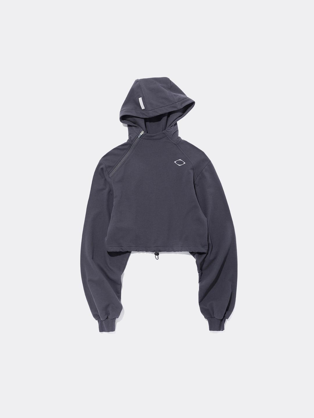 미스치프 CROPPED SIDE ZIP HOODIE-CHARCOAL BLUE