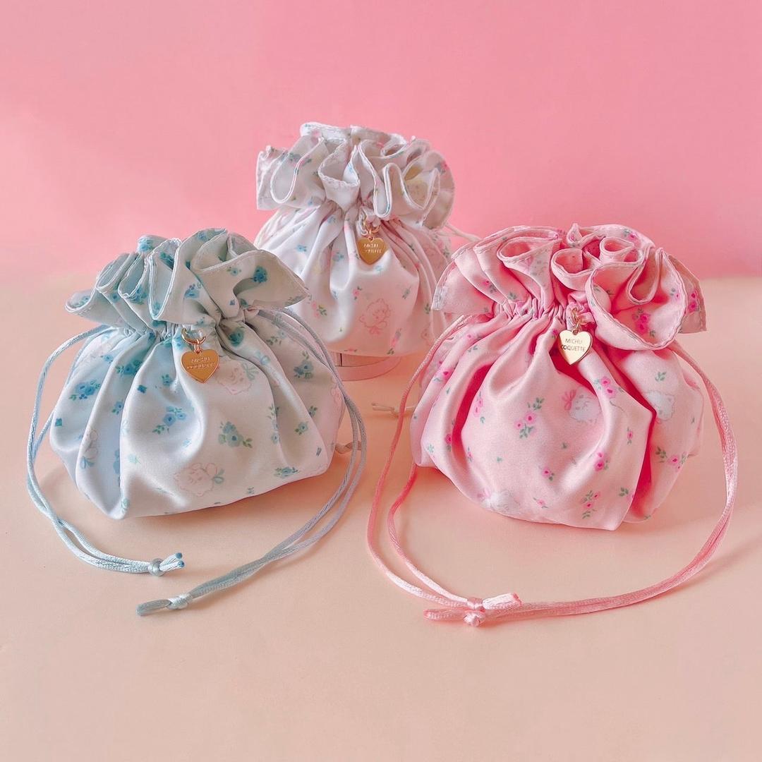 Drawstring Pouch (Pink/Blue/White) - Pink