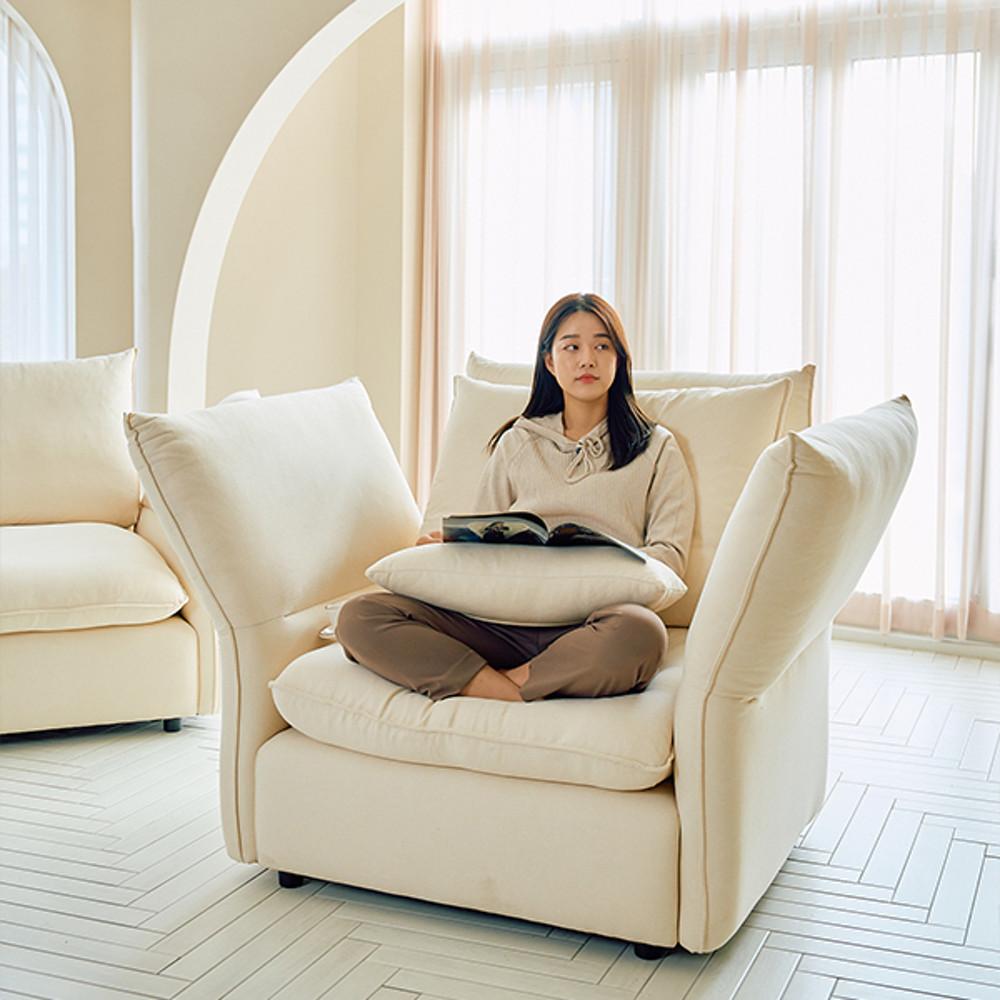 파피용 1인용 구스 패브릭 소파 거위털 모듈 쇼파