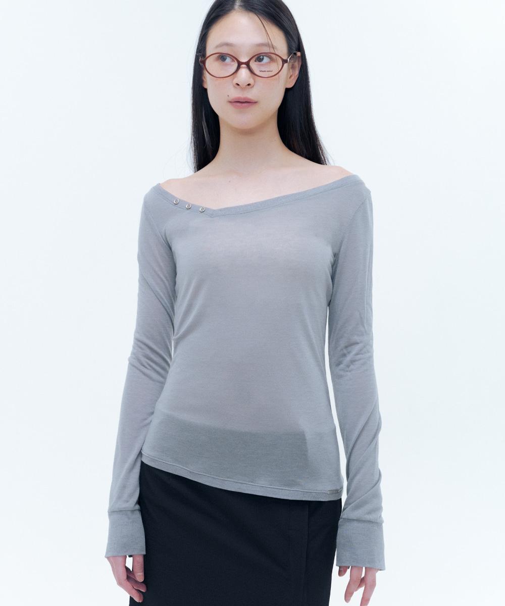 Button Sheer long sleeves GREY