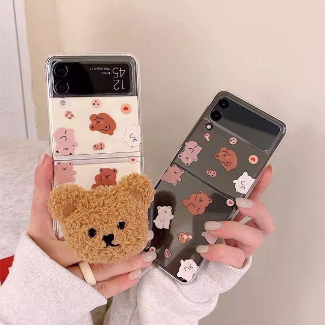 [세트] 장난꾸러기곰 투명 제트플립 케이스 플립3 플립5 Z플립4 갤럭시 지플립4 지플립3 지플립5 스트랩