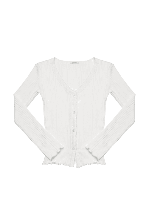LACE RIBBED CARDIGAN (IVORY)