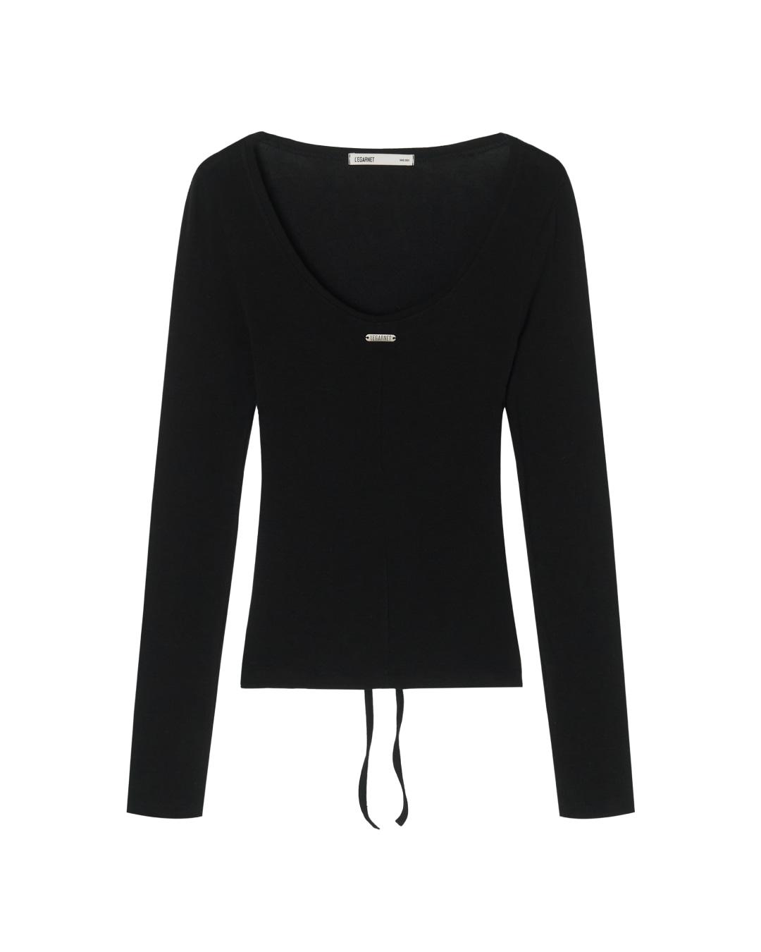 BEBE WOOL BACK SLIT LONG SLEEVE_BLACK