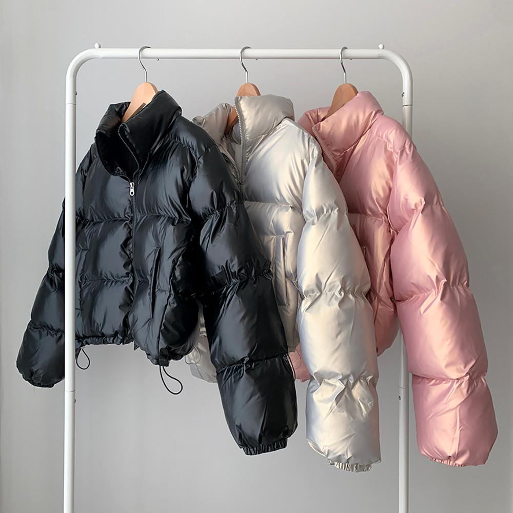 숏패딩 힙한 유광 글로시 크롭패딩