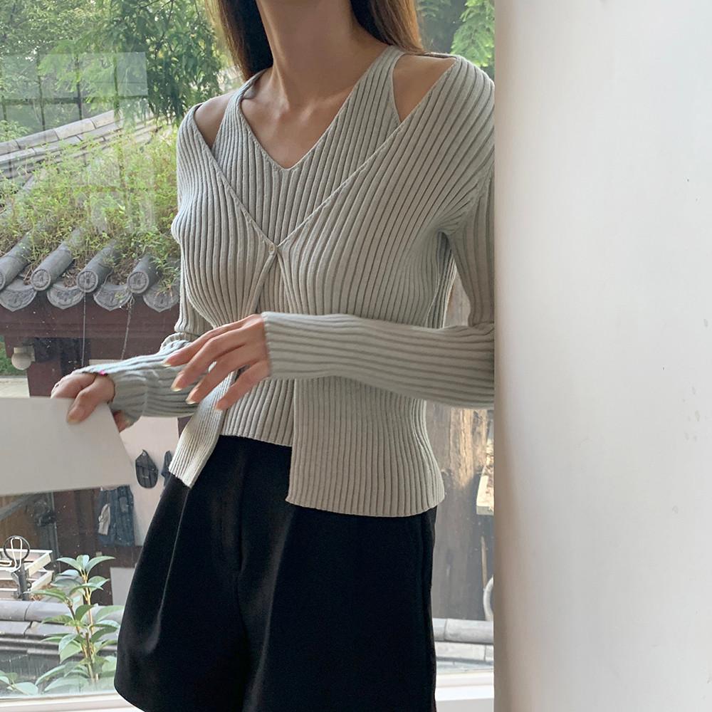 가을 골지 레이어드 슬림 니트 3color