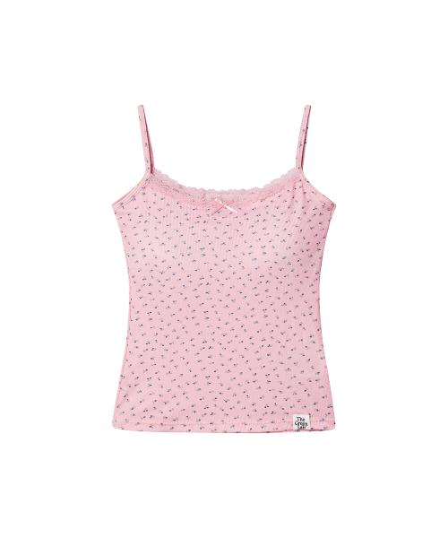 플라워 슬리브리스 탑 [핑크]