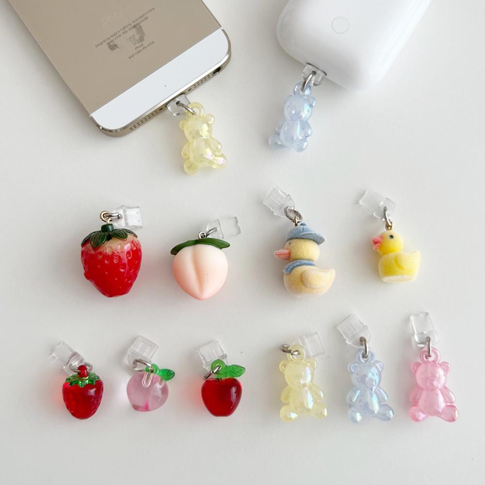핸드폰먼지마개 C타입 8핀악세사리 곰돌이 딸기 복숭아 동물 충전단자 보호캡