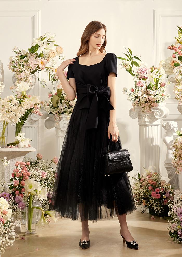 Etoile Banding Sha Skirt (Black)