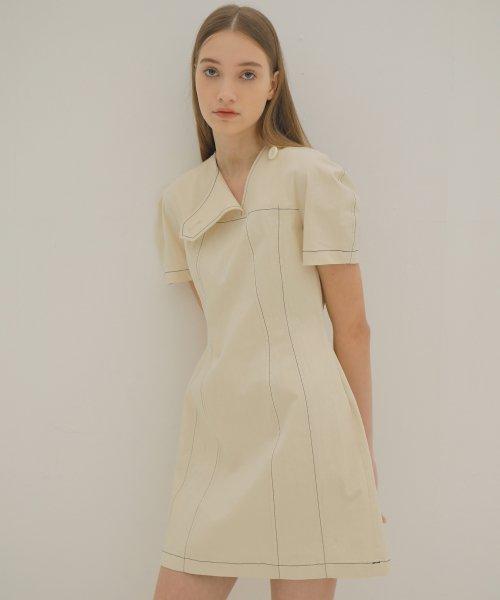 STITCH MINI DRESS / IVORY