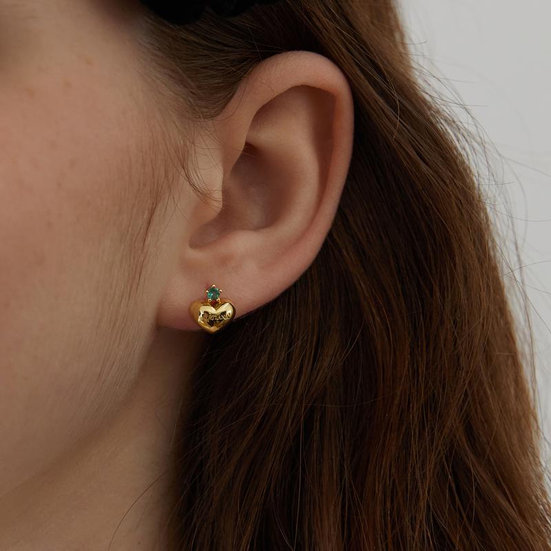 (실버925) 트윙클 포인트 하트 귀걸이 EC1960