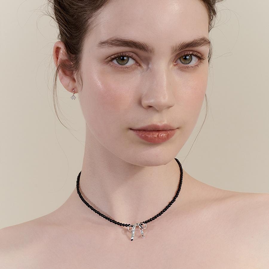 [에스파 윈터, 송해나, 츠키, 박제니 착용] [sv925] flow ribbon necklace