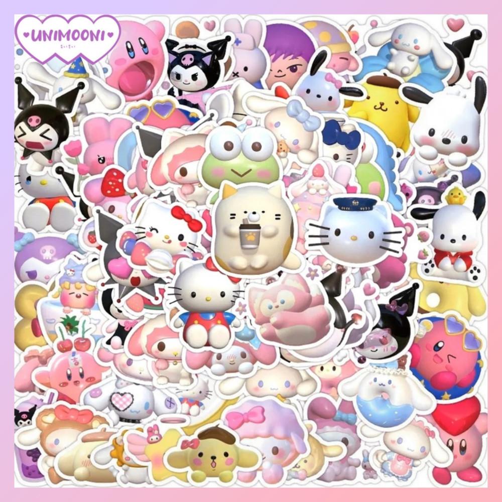 [유니무니] 산리오 커비 3D 조각 스티커 방수 리무버블 헬로키티 마이멜로디 쿠로미 시나모롤 폼폼푸린 푸차코 노트북 태블릿 아이패드 다이어리 포용 랜박 꾸미기