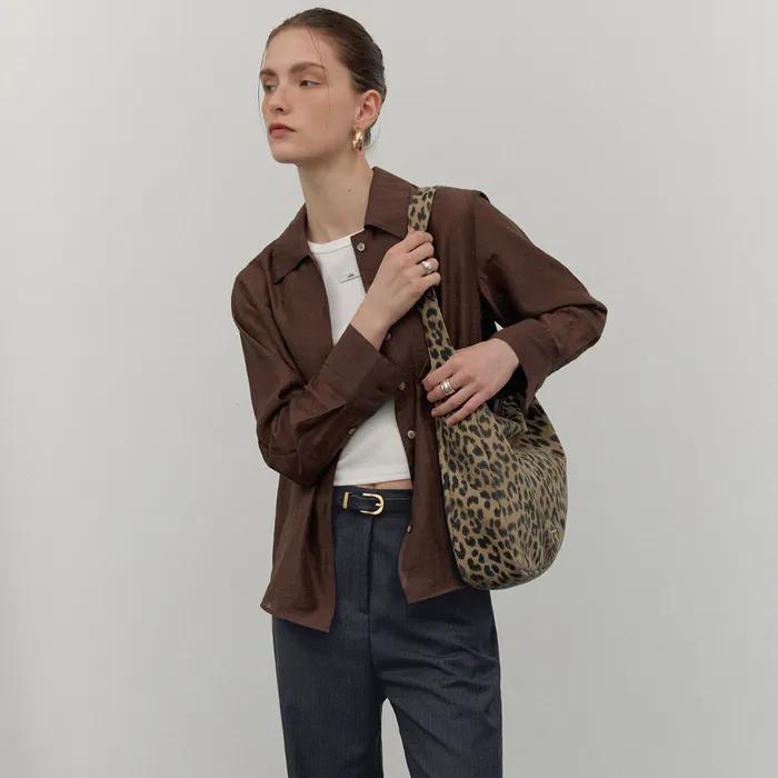 Silky Tencel Slim-Fit Shirt_CTT353(Brown)