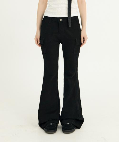 BUTTON LOW BOOTS-CUT PT BLACK