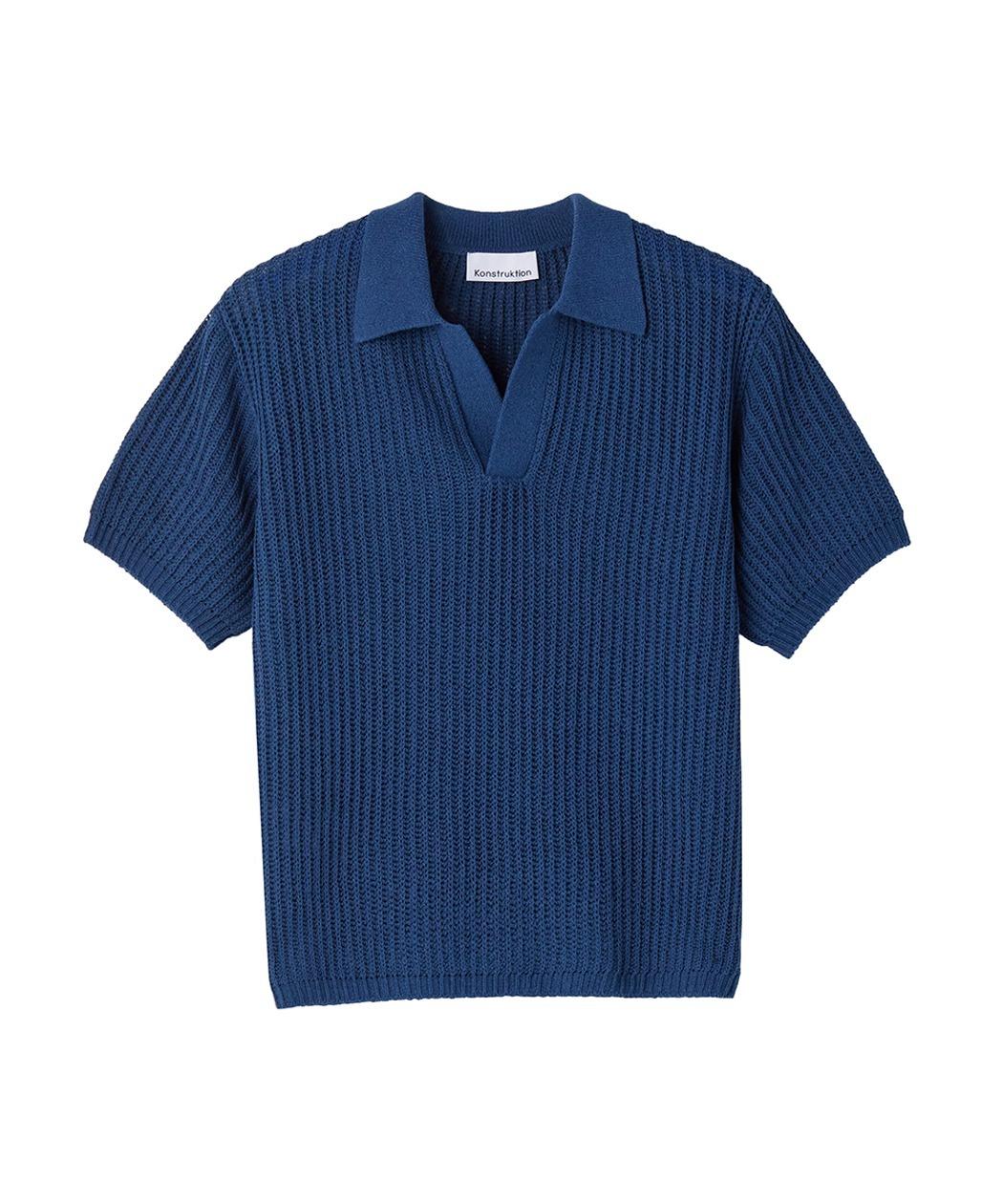 크로쉐 카라 니트_블루