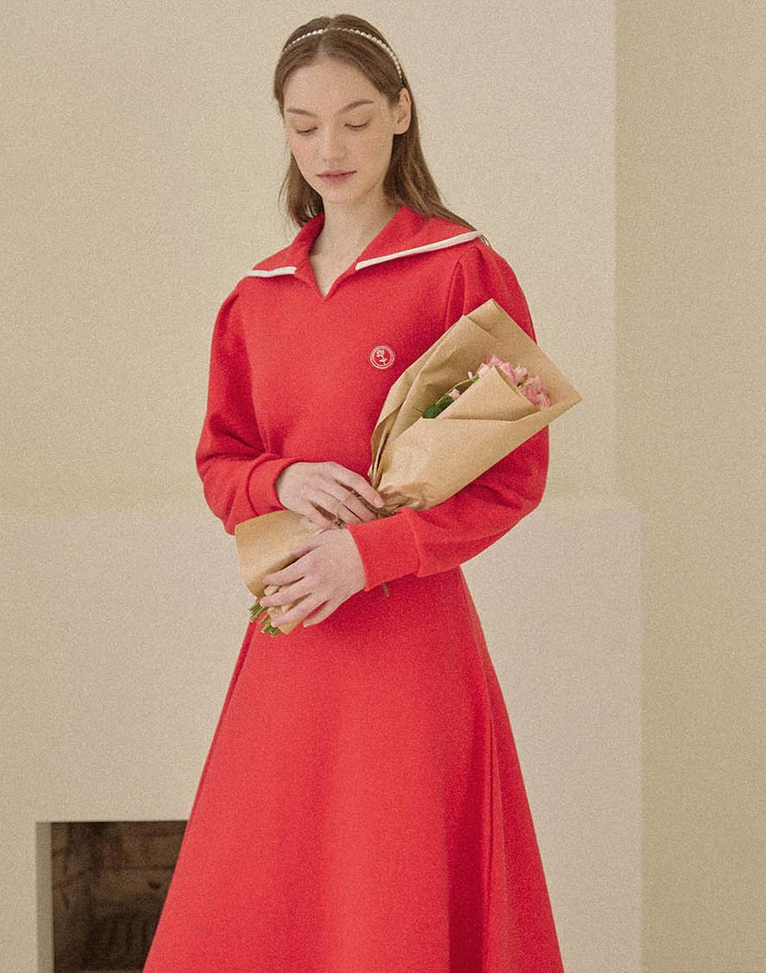 [리퍼브 교환&반품 불가] Rose Wappen Dress - Red