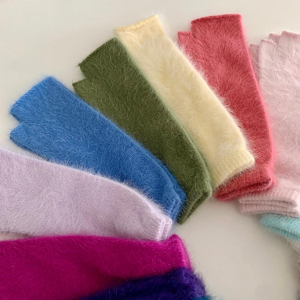 가을 겨울 롱 니트 앙고라 핸드 워머 암워머 팔토시 여성 여자 장갑