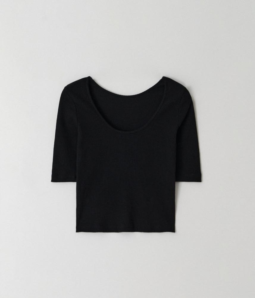 [MIGU PRODUCT]  5th restock ! three-quarter sleeve 2 way T / 04 black