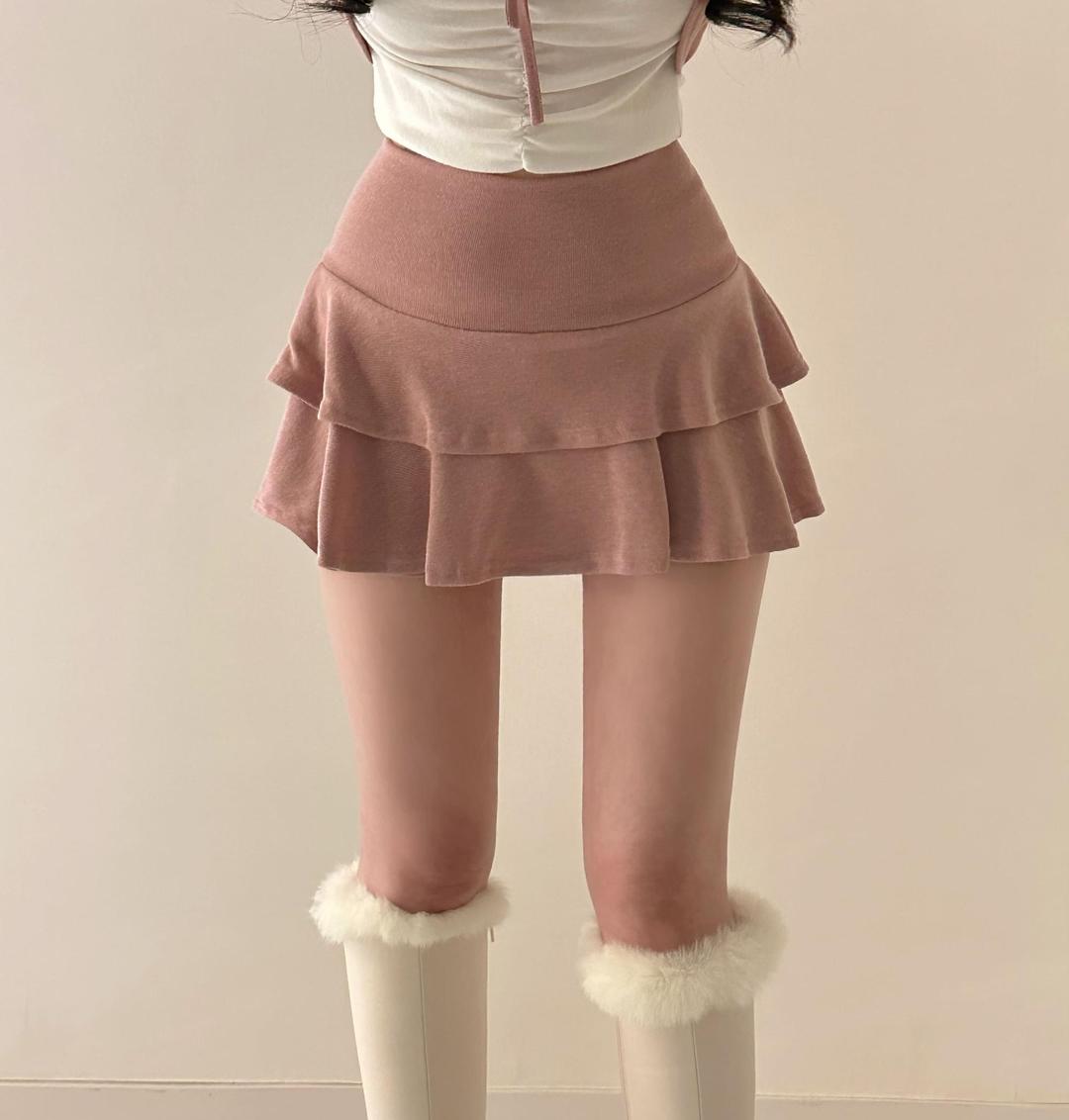 헤안느 [MADE/자체제작🪡]라즈베리 A라인 캉캉 프릴 치마바지 미니 스커트