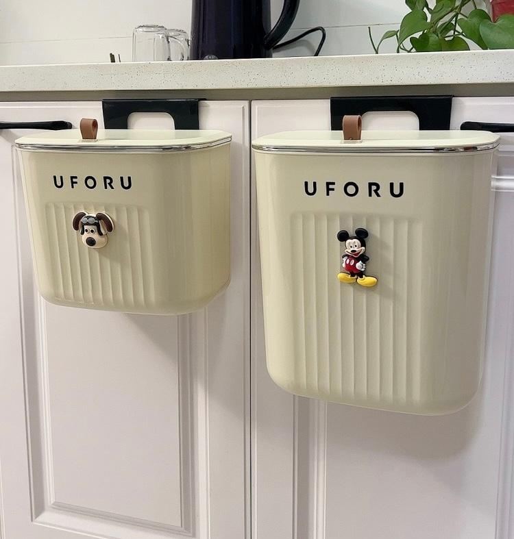 심플 크림색 주방 화장실 도어 벽걸이 휴지통