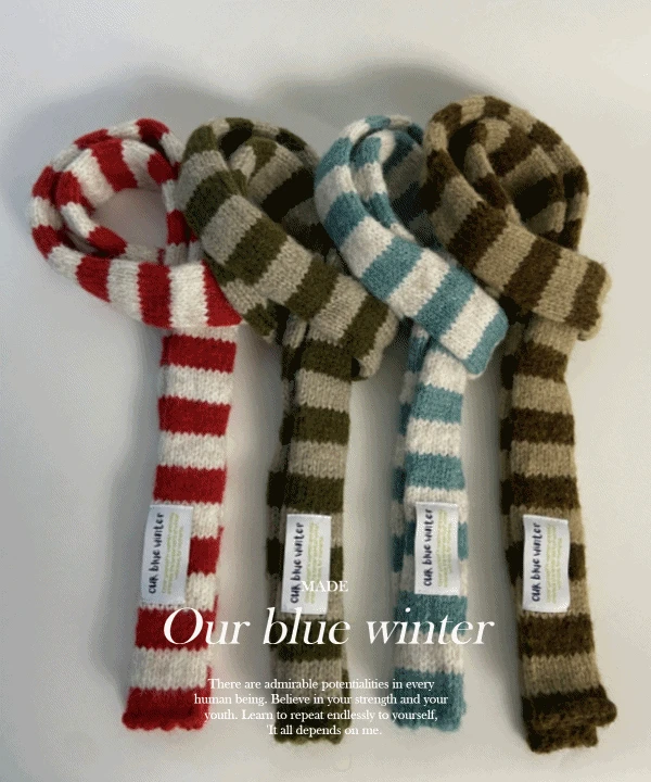 [자체제작⛄/데일리!] 마틴 단가라 스트라이프 니트 머플러 얇은 목도리 초커 4 color