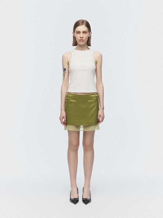 [3차]SAMAKAH Layered mini skirt Grass Green