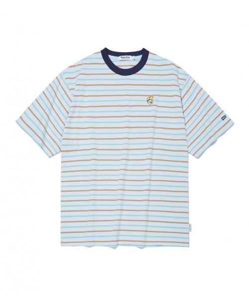 베츠 멀티 스트라이프 반팔 티셔츠 스카이블루